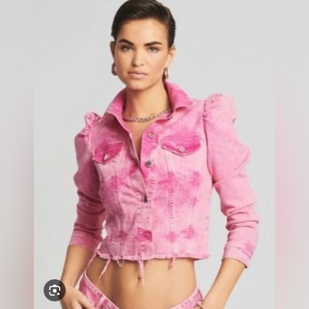 Retrofete Pink Distressed Denim Jean Jacket - Picture 5 of 5